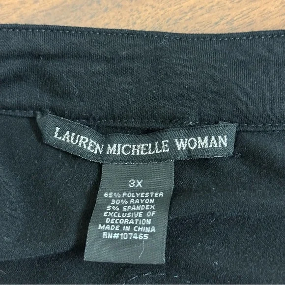 Lauren Michelle Woman 3X Black Tunic Top Embroidered Floral Sequin Acce - Picture 6 of 8